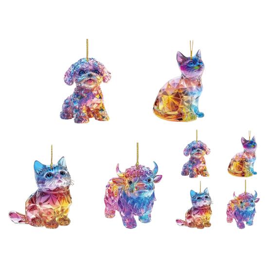 Colorful Animal Ornaments Acrylic Key Chain Backpack Hanging Decorations Car Rearview Mirror Accessories