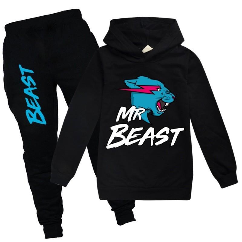 Модный набор худи с мультяшным принтом Mr Beast для мальчиков и девочек. Удобный и стильный