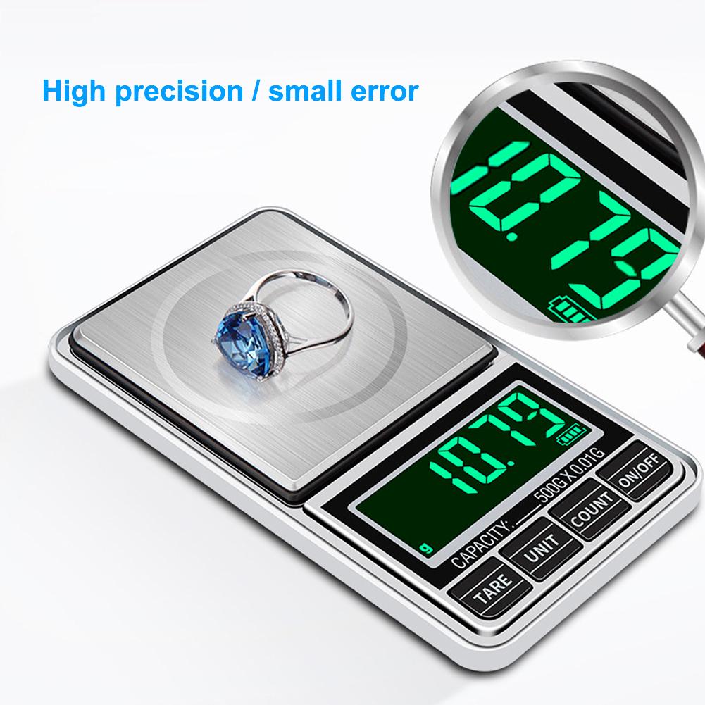 Portable Electronic Jewelry Scale 0.01g 100g/200g/300g/500g/1000g USB Plug-in Pocket Scales