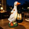 Resin Duck Statue with Flowers Garden Solar Lantern, Cute Mom And Baby Sculpture Outdoor Decor Lamp, Waterproof Light for Yard Lawn Patio