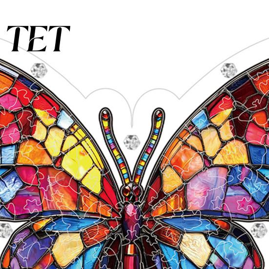 Indoor Butterfly Suncatcher Acrylic Puzzle for Window, Stained Glass Jigsaw Window Ornament, Hanging Decoration Outdoor