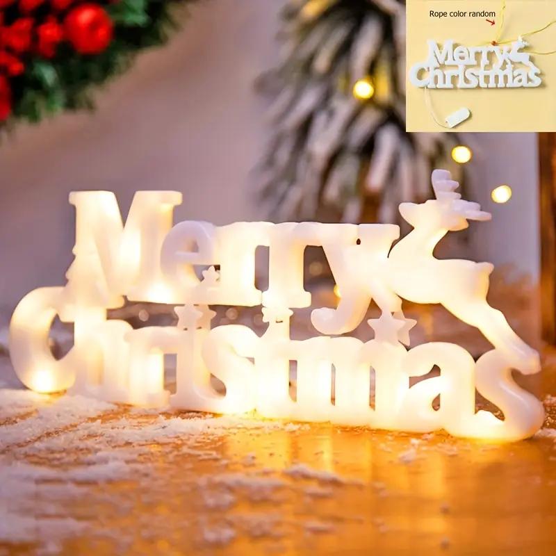 Светодиодная 3D буква Merry Christmas, световая вывеска, настольная табличка, праздничная вечеринка, домашнее украшение, орнамент, декор