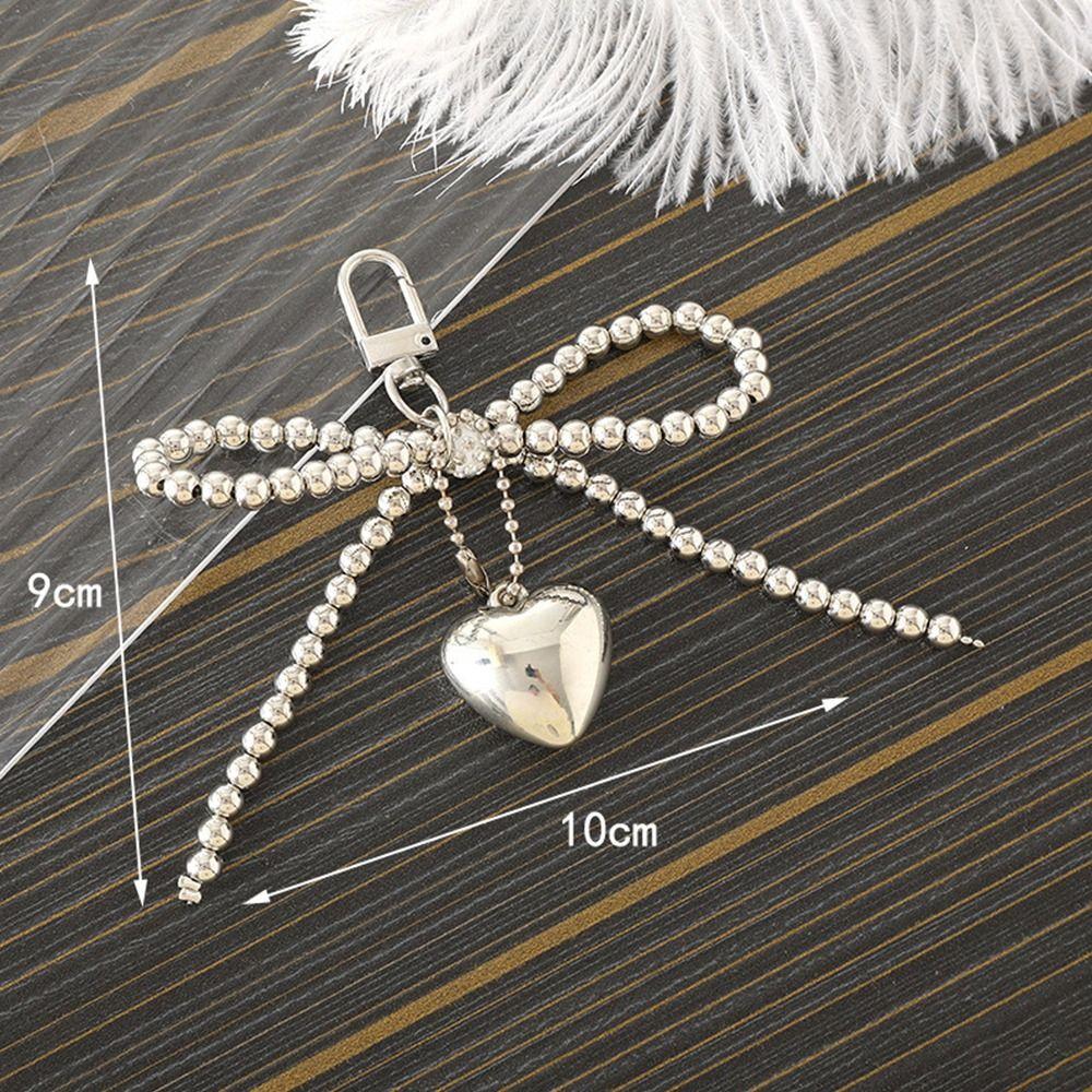 3D Pearl Bow Pendant Hanging Ornament Cellphone Lanyard Keyring Pearl Bowknot Keychain Women Girls
