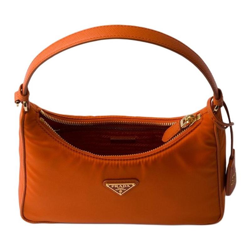 Prada Re-Edition 2005Re-Nylon Enamel Metal Triangle Logo Polyamide Shoulder Bag Mini Women's Papaya