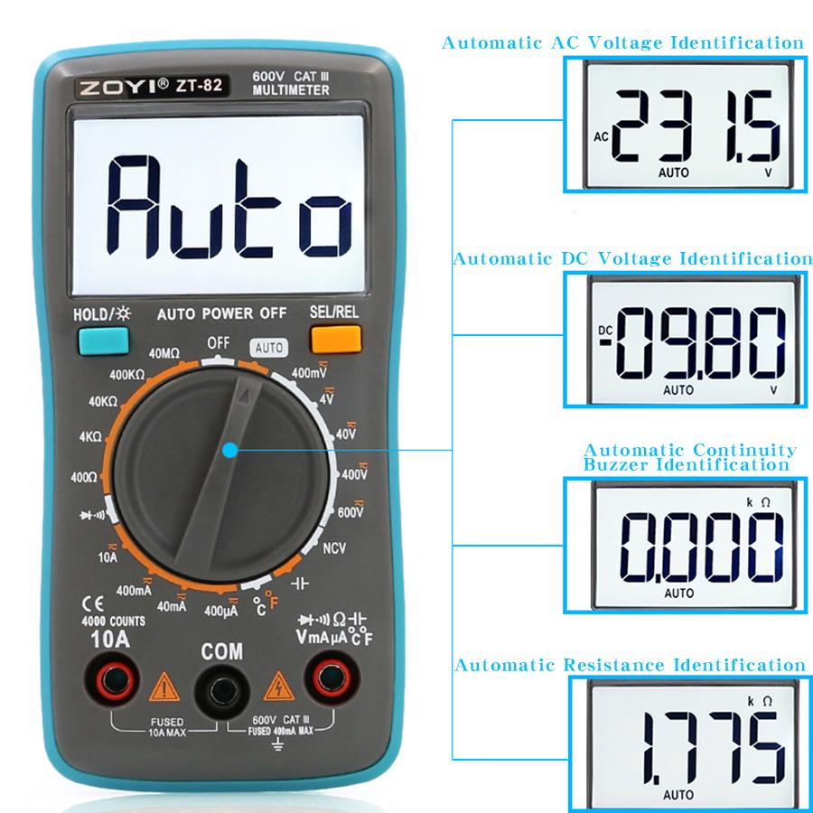 ZOYI ZT-82 Smart Electrician Digital Multimeter, Household High-precision Digital Display Mini Multimeter