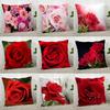 Красная Роза Цветочный Принт Наволочка Диван Офис Украшение Дом