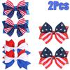 2 шт. Заколка-бант с флагом США, лента, патриотичный дизайн американского флага, красно-бело-синие заколки-банты для аксессуаров для вечеринки 4 июля
