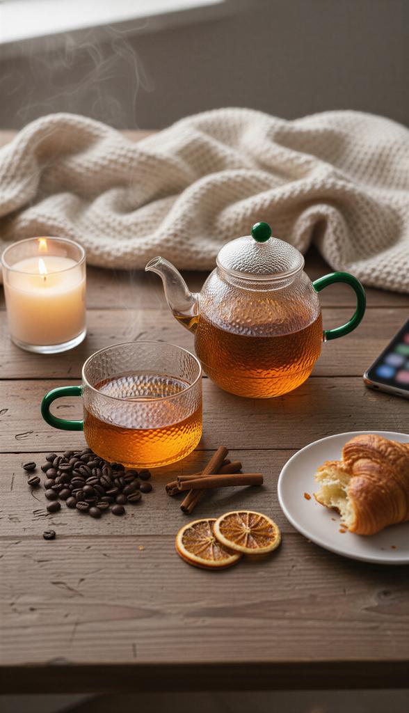 KETTLE JUG WITH INFUSER 0.5L WITH CUP 250ml GLASS TEA SET