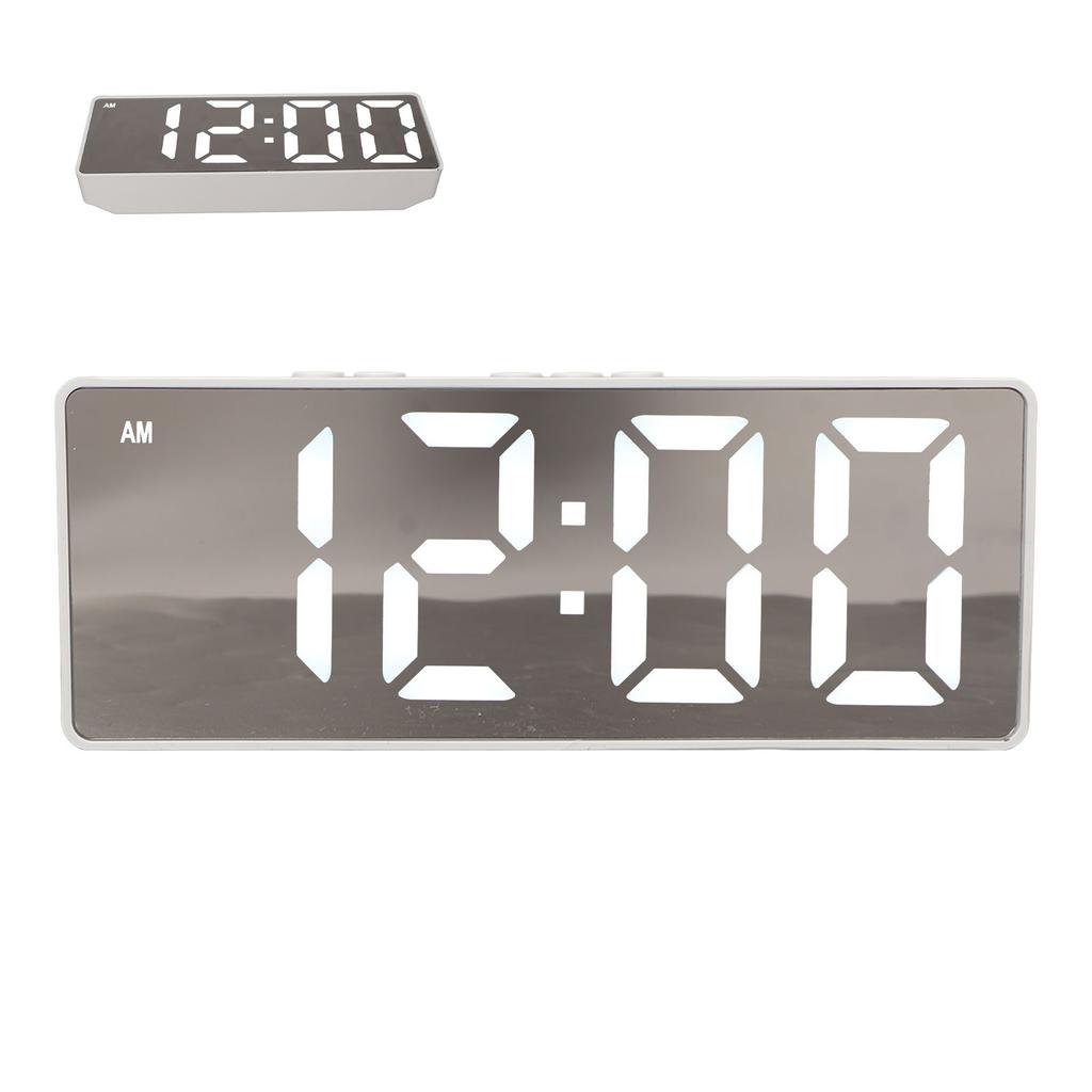 Digital Alarm Clock Temperature Display LED Mirror Electronic Clocks for Home Bedroom Decoration White