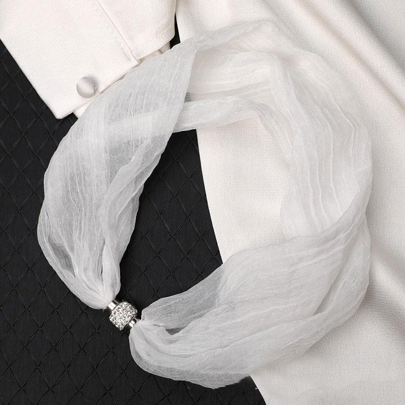 1 шт. Магнитная застежка Текстура Однотонный Универсальный шарф Модные тканевые аксессуары Тонкая версия Шифоновая пряжа