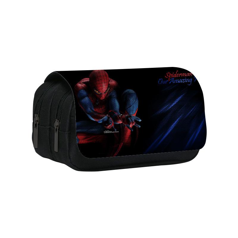 New Spider-Man Double Pencil Case, Student Stationery Storage Bag, Large-Capacity Stationery Bag.
