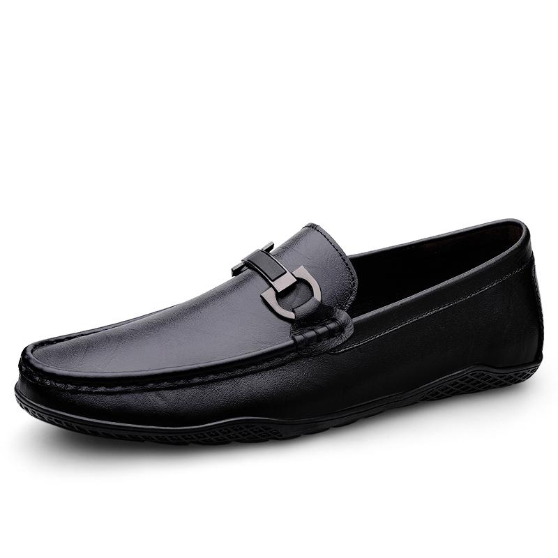 Fashion 2025 Luxury Brand Men's Leather Casual Shoes Massage Sole Loafers Minimalist Black Office Business Dress Shoes for Men's