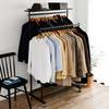 (YAMAZEN) Heavy-Duty Clothes Rack with Casters and Shelves, Double Size, 91.5cm Wide X 48.5cm Deep X 114cm High (118.5-173.5cm High), 12 Adjus