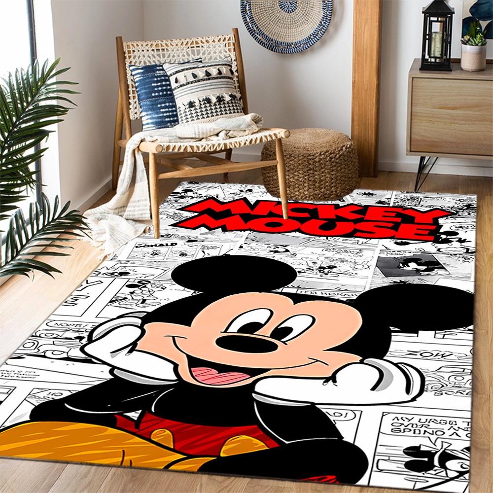 Mickey Mouse Adventure Disney Cartoon Theme Anti-Slip Rug - Polyester, Home Decor, Suitable for Bedrooms, Living Rooms, Doorways, and Studios