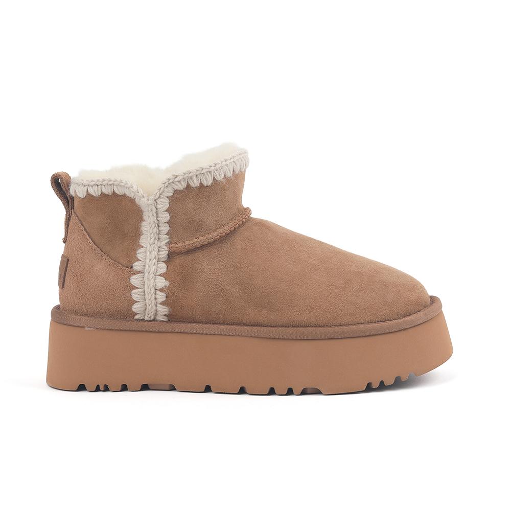 Oz Ugg Wear Adult Eskimo Platform Mini Boots Brown