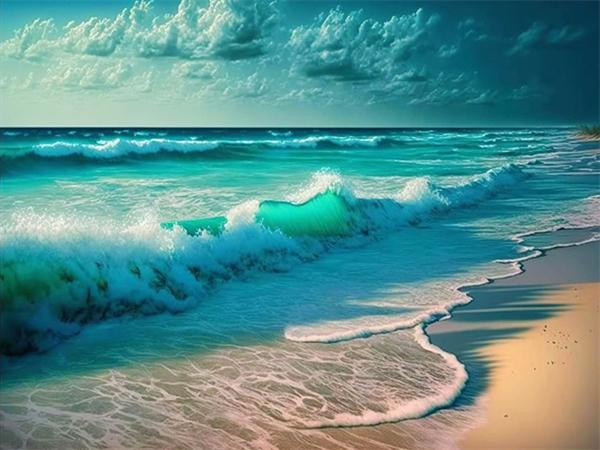 Полная квадратная круглая алмазная живопись, волна, морской пейзаж, домашний декор, вышивка, мозаика, пляжный пейзаж, подарок ручной работы