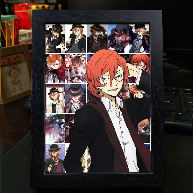 Рамка для фото в стиле аниме Bungo Stray Dogs: Дазай Осаму, Рюносуке Акутагава, Накахара Чуя - готовый стенд для фотоколлажа в подарок