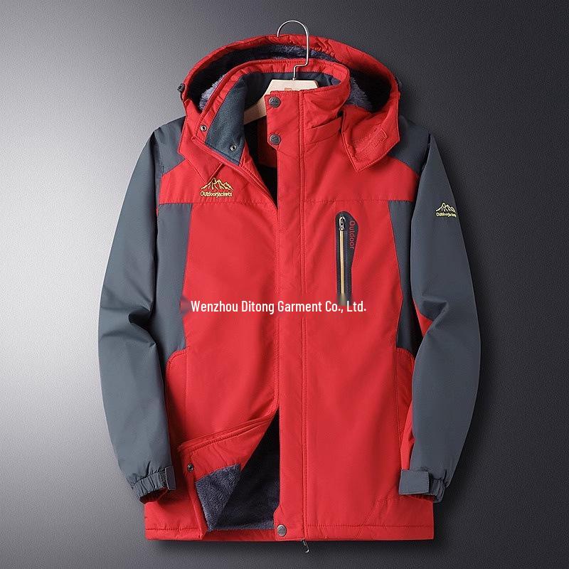 Мужская теплая хлопковая куртка большого размера на флисовой подкладке Осень/Зима 2025 для мужчин среднего возраста