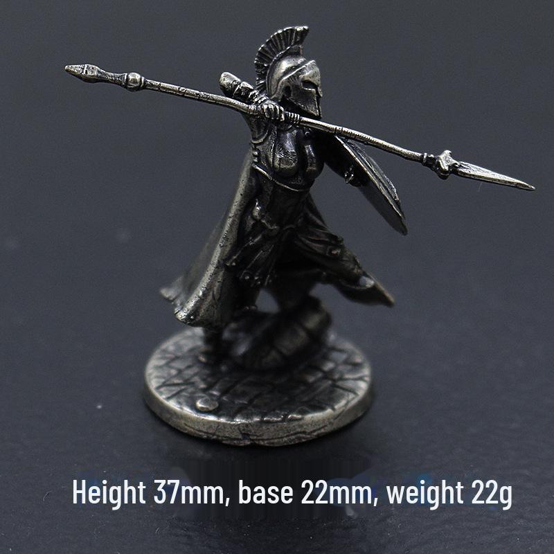 White Copper Spartan Shogun Warrior Chess Piece Ornament – Retro Soldier Toy Gift for Boys
