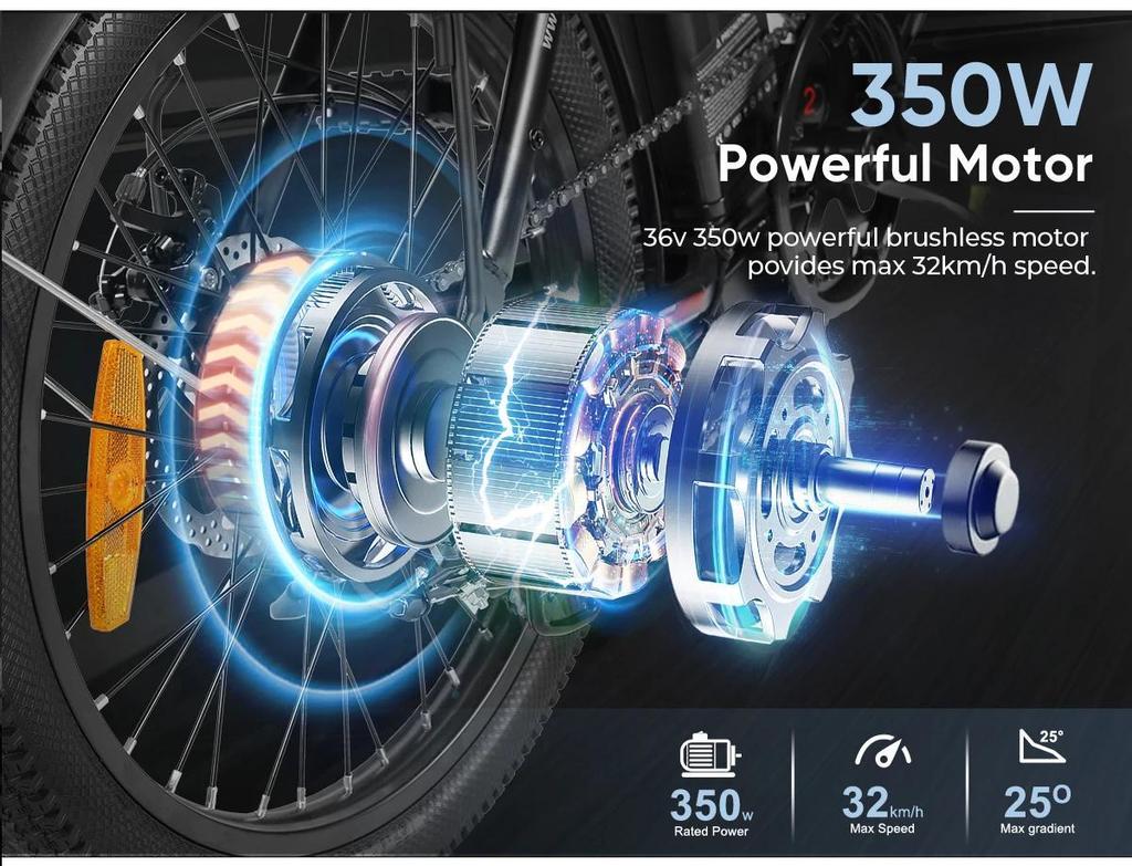 Samebike 2026 model CY20 Folding Electric Bicycle 36V 12Ah Removable Battery 20" Outdoor Fat E-bike for Adults.