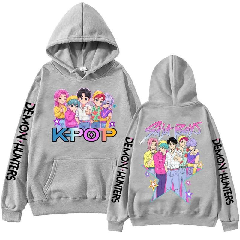 Аниме K-pop Охотник на демонов Саджа Бой Толстовка с принтом Мужская Женская Мода Повседневная Удобная Осенне-зимняя Толстовка