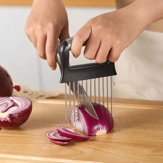 Держатель для лука-слайсера для легкой нарезки и хранения лукорезка из нержавеющей стали для томатов