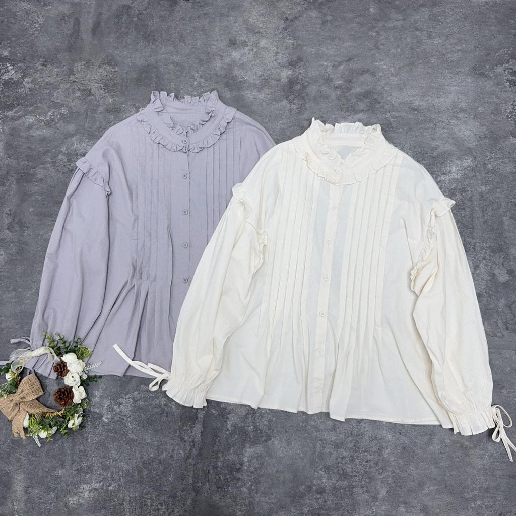 Johnature Рубашка с отделкой в виде грибка, рубашка в стиле ретро со складками и шнуровкой, весенние рубашки из японского хлопка