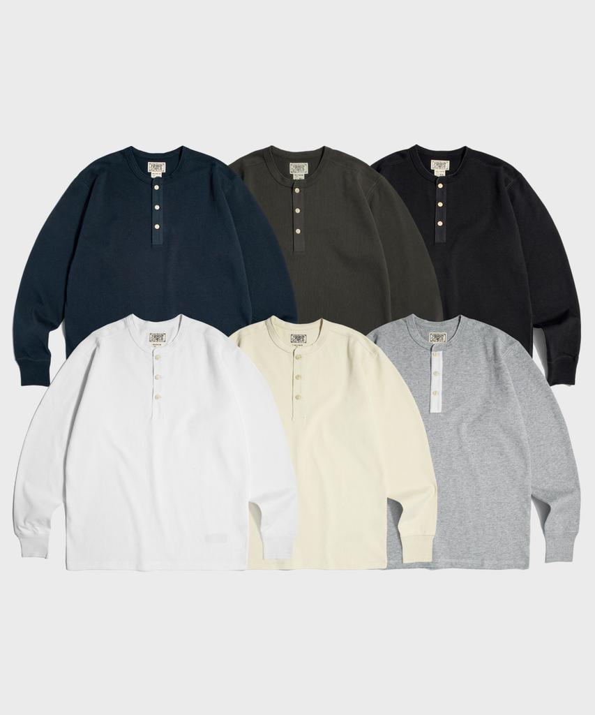 Беулонсеун Винтажная рубашка-henley с длинным рукавом Белая