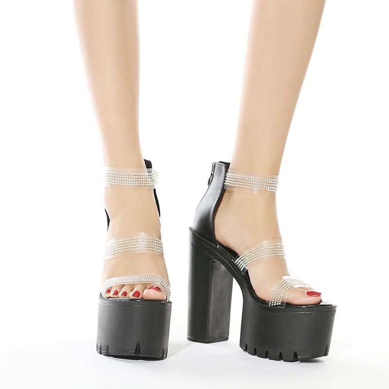 Модные туфли для стриптиза на каблуках, прозрачные туфли для женщин, босоножки на высоких каблуках и платформе, женские сексуальные туфли на каблуках 15 см, новые туфли с кристаллами