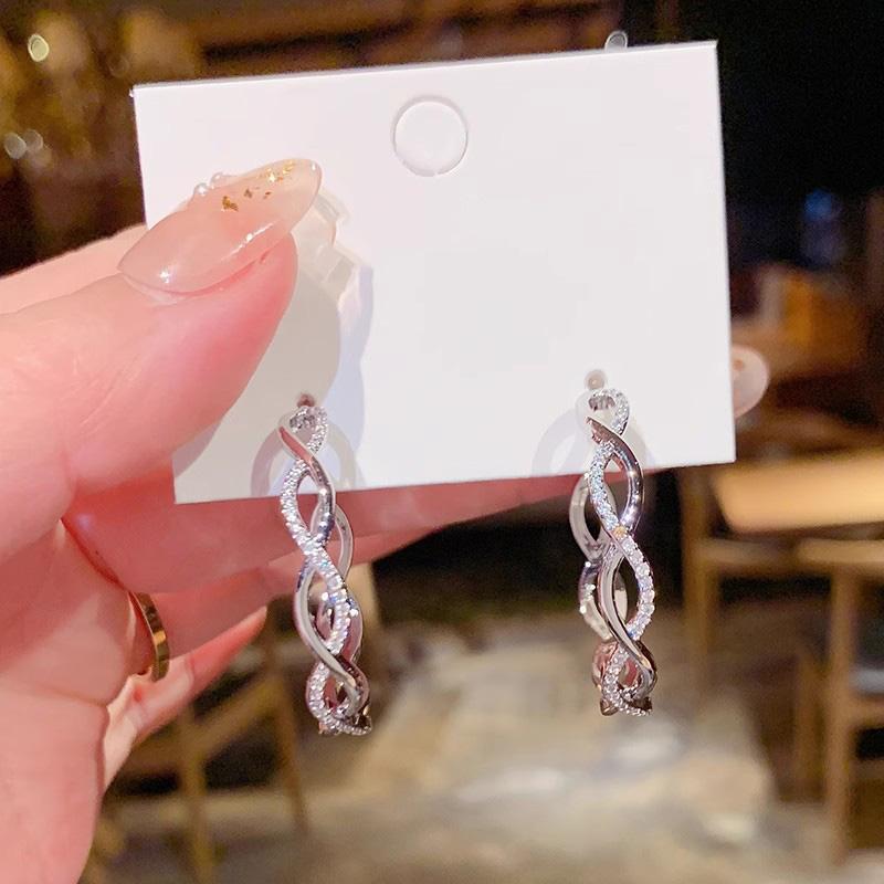 Huitan Twist Hoop Earrings for Women Daily Wear Statement Circle Earrings Metal  Color/Gold Color Luxury Trendy Jewelry