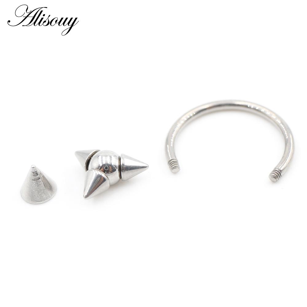 Alisouy 1PC нержавеющая сталь конус шип женский губа лабрет нос кольцо дайт пирсинг ювелирные изделия ушной обруч козелок хрящ спираль серьга