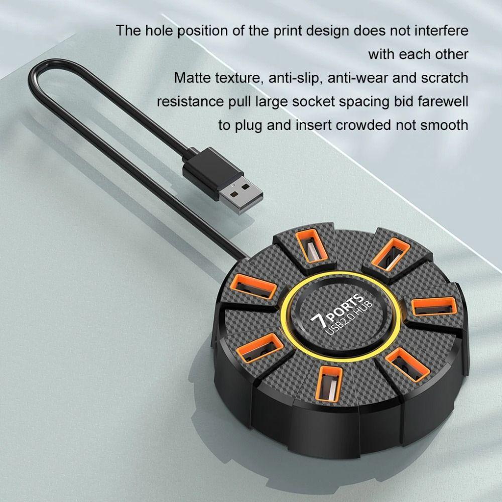 USB-разветвитель 7 портов Множественный расширитель RGB-подсветка Мульти-разветвитель Адаптер Адаптер зарядного устройства