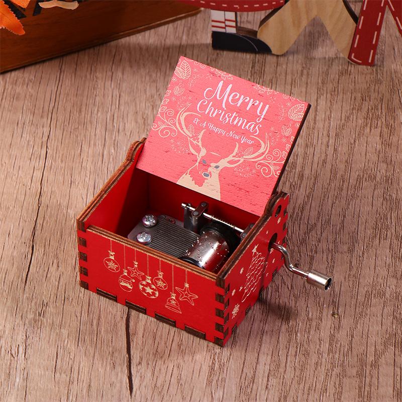 Рождественская деревянная музыкальная шкатулка с рукояткой на Хэллоуин, веселое рождественское украшение для дома, подарок на Рождество, день рождения, год