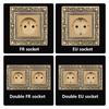 Luxury European Retro Metal Button Switch panel,EU France Standard Copper Wall socket,Universal Light Home Switch Power Outlet