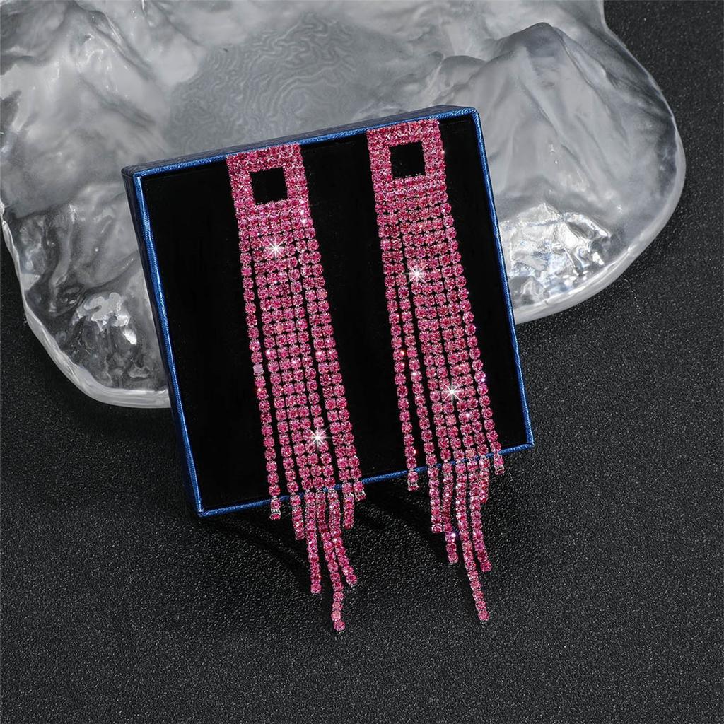 Темперамент Модные блестящие длинные серьги-кисточки со стразами Серьги Senior Sense Серьги Фото Серьги Женские серьги 1 пара