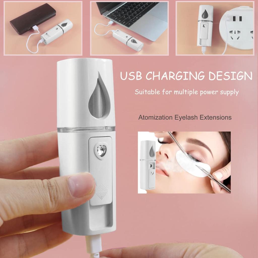 Нано-паровой аппарат для лица Mist Spray Eyelash Extensions Cleaning Pores Water SPA Увлажняющий увлажняющий распылитель для лица USB-зарядка