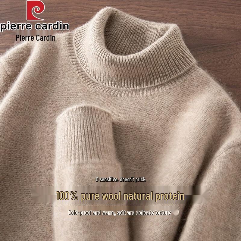 Pierre Cardin Men's Thickened Pure Wool Turtleneck Sweater