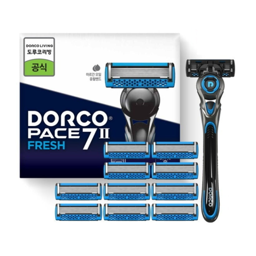 Бритва для бритья Dorco Pace7 2 Fresh с 1 ручкой и набором из 11 картриджей
