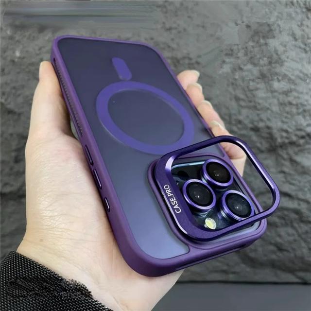 Роскошный матовый чехол для iPhone 15 Pro Max с магнитным креплением Magsafe для iPhone 11 12 13 14 16 Plus, защитная крышка с подставкой-держателем для объектива