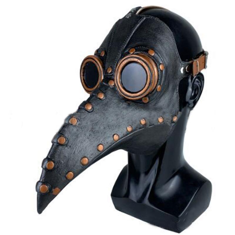 Medieval Plague Doctor Costume Kit Black Hood Cloak Crow Beak Leather Mask Balaclava Steampunk Halloween Horror Cosplay props