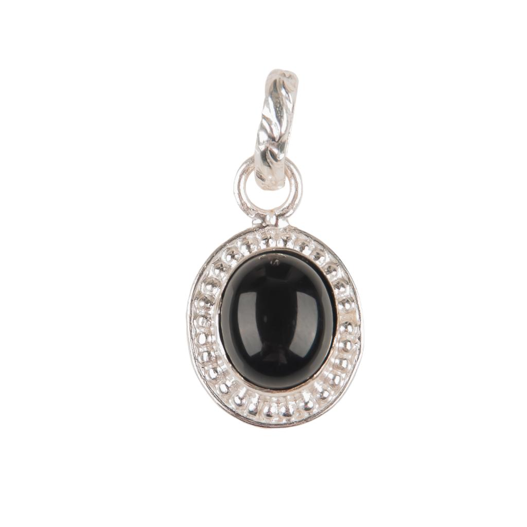 Натуральный драгоценный камень Черный турмалин 925 стерлинговое серебро Ювелирная цепочка Подвеска 1.20" PP-7-21