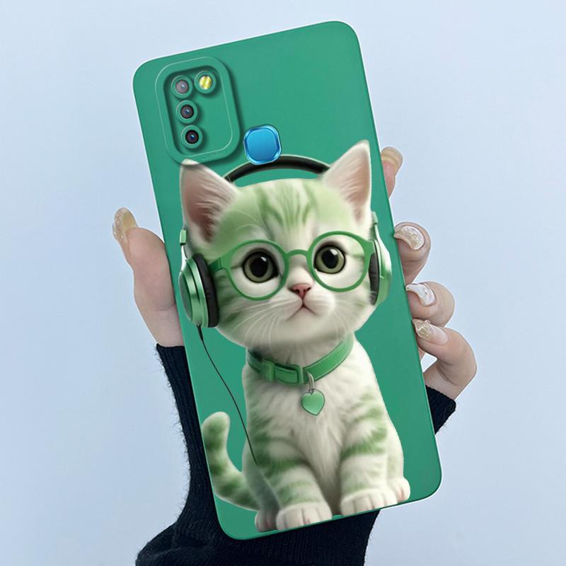 Для Infinix Hot 10 Lite Smart 5 Hot 11 G37 10S 10T 10i Чехол Милый Мультяшный Кот Жидкий Силикон Мягкий Ударопрочный Задняя Крышка Capa