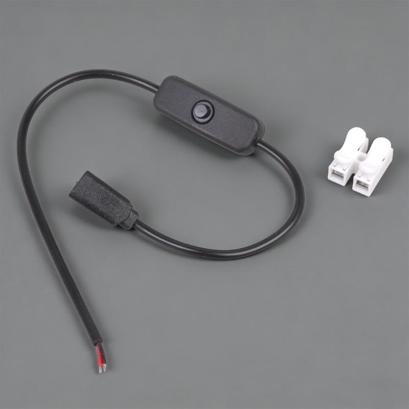 Кабель питания USB C на 2 контакта с оголенными проводами и разъемами с переключателем Вкл/Выкл. Простая установка для маломощных устройств. Выход 5V2A