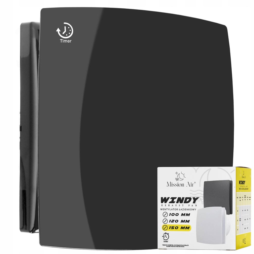 Bathroom fan WINDY 150 T BLACK