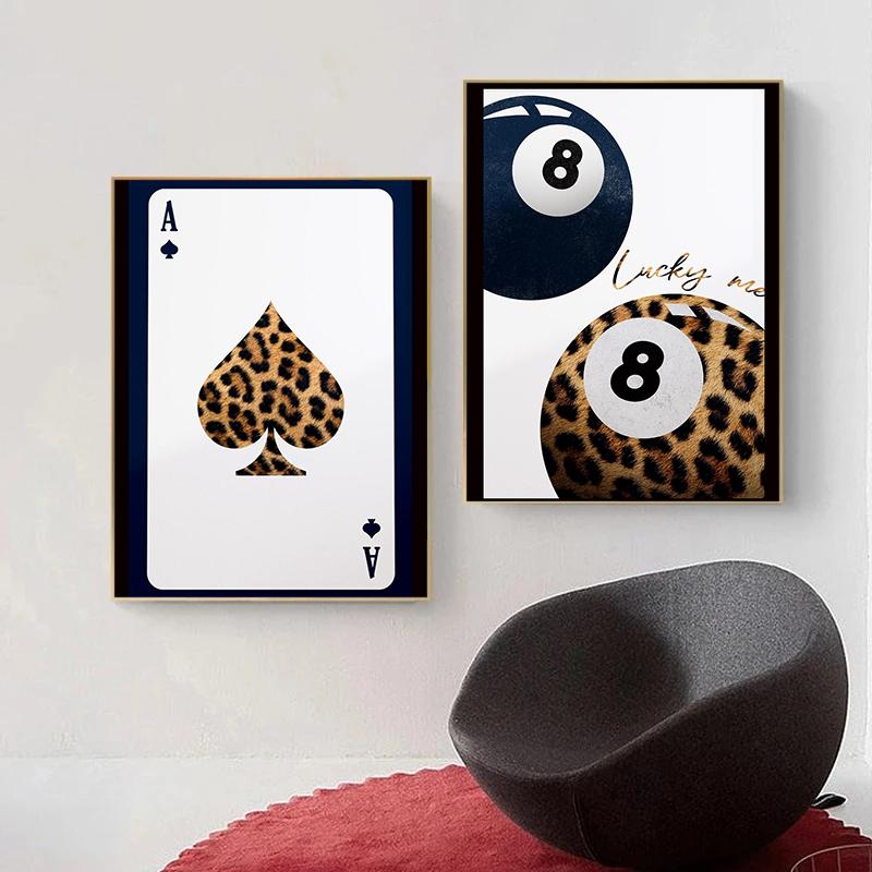 Современный и модный леопардовый принт и постер с искусством бильярда, печать на холсте, украшение для гостиной, спальни, дома, подарок