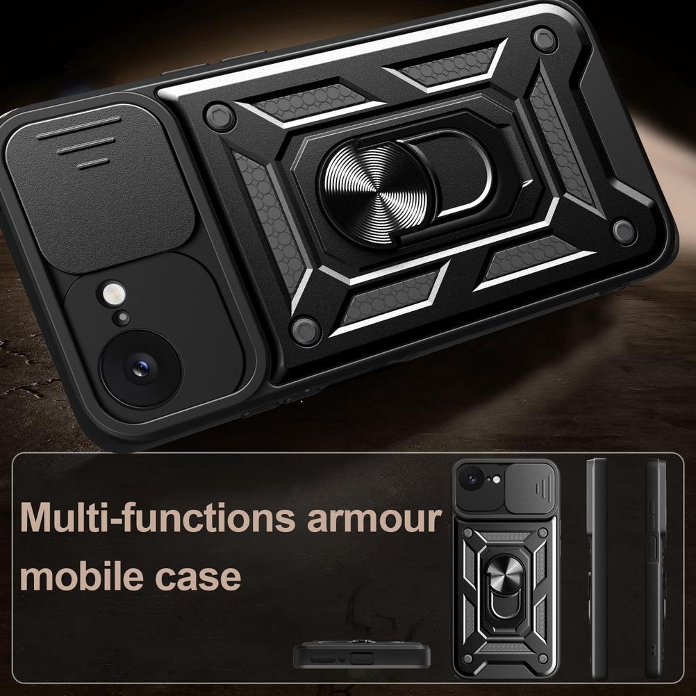 Чехол для камеры iPhone 16e iPhone 16 Pro Max 15 Plus 14 + 13 Pro 12 11 XS XR X Armor Hybrid Metal Ring Holder Back Cover