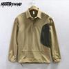 New Fashion Mens Cargo Long Sleeve Shirt 4XL Spring and Autumn Youth Streetwear Loose Top Men Casual Pullovers Shirts with Stitching Pocket