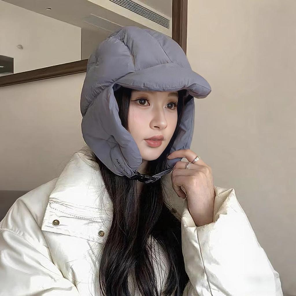 Корейская новая милая и крутая шапка-ушанка женская пуховая плюс пуховая шапка Лей Фэн зимняя теплая шапка от холода шапка для верховой езды с защитой ушей