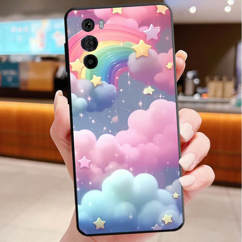Phone Case For Motorola Edge 50 40 Pro 60 50 40 30 Ultra Neo Fusion Moto G Play G Stylus G Power G Rainbow clouds