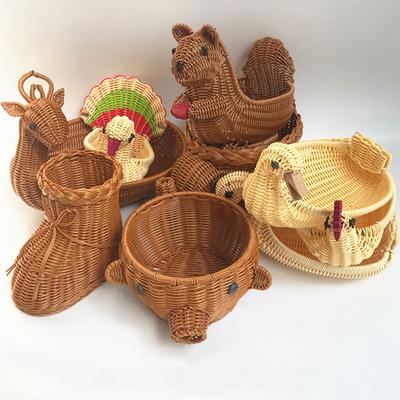 Rotan Geweven Fruitmand Leuke Vorm Фруктовые тарелки Lade Groente Snack Mand Nieuwigheid Dier Vormige Hot Koop